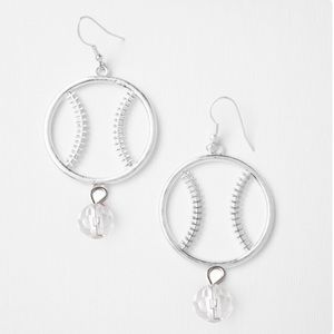 Silver Baseball Dangle Earrings BNIB
